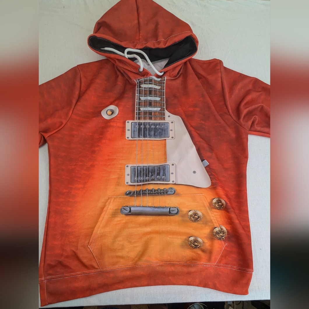 Guitar Hoodie Featuring A Gibson Les Paul Starburst Guitar Xl